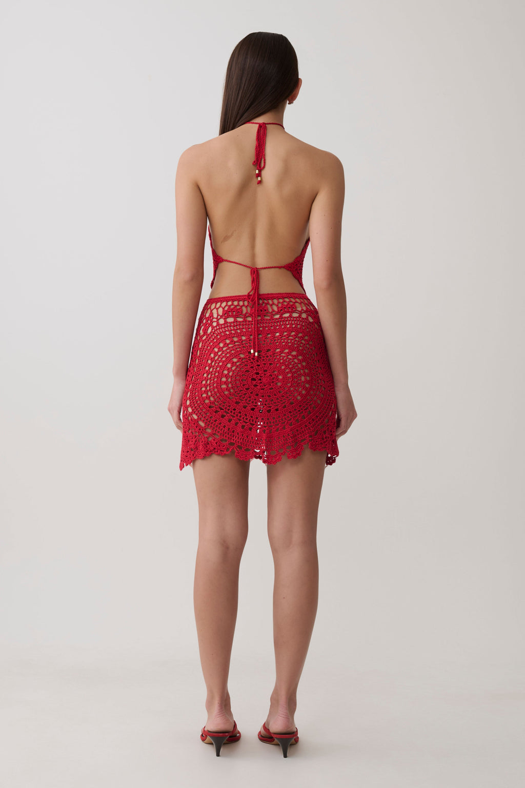 Marvin Crochet Halter Top - Red